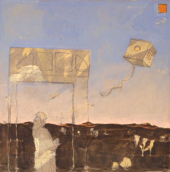 Boîte volante II - 30x30 - tempera